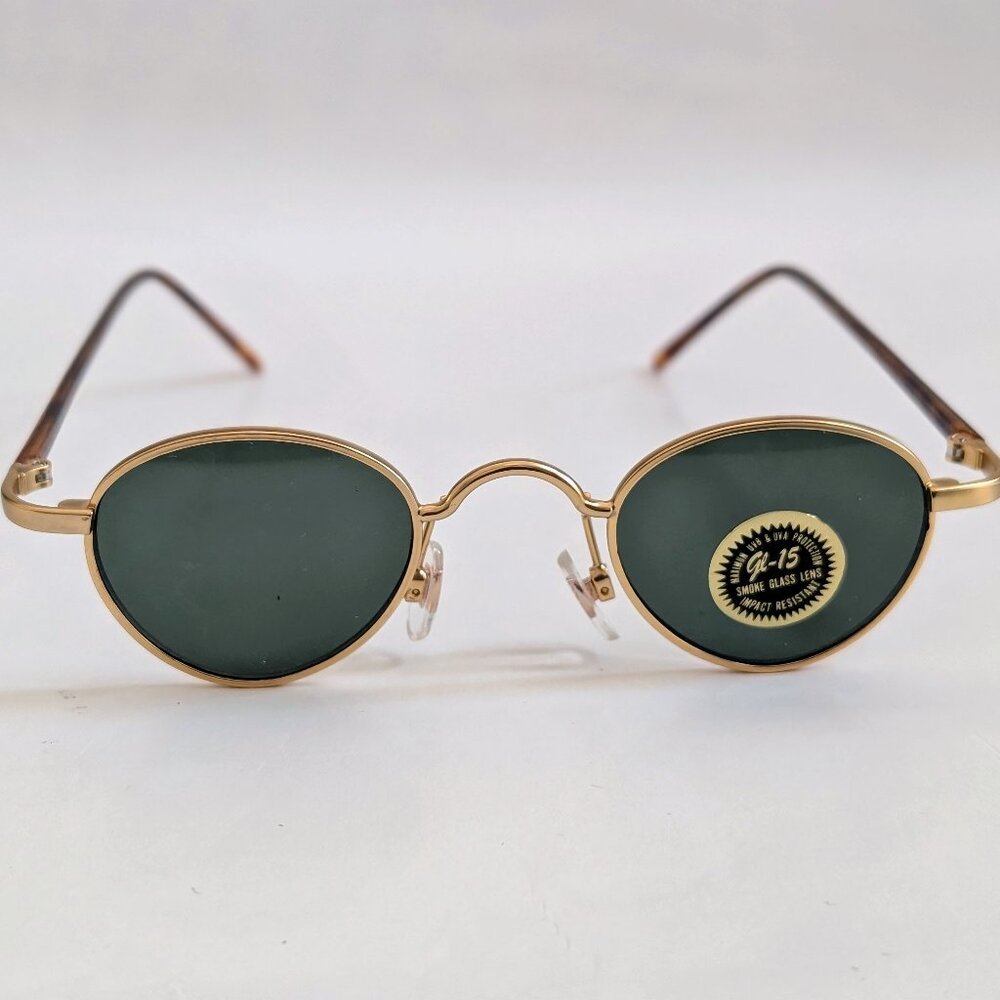 NWT Vintage 90's Round Metal Combo Designer Sunglasses (M. Gold)
